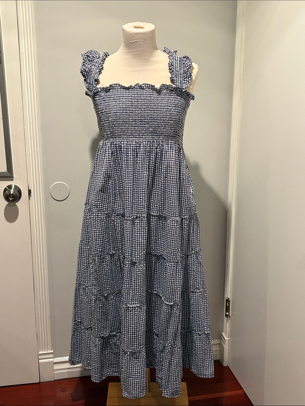 Hill House Ellie Nap Dress Women’s Large 100% Cotton Blue Gingham CottageCore
